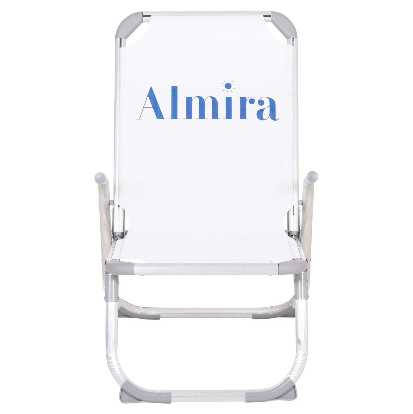 Raised Beach Chair Heavy Duty Aluminum Almira Hm6431.03 White Textilene 53x68x80hcm