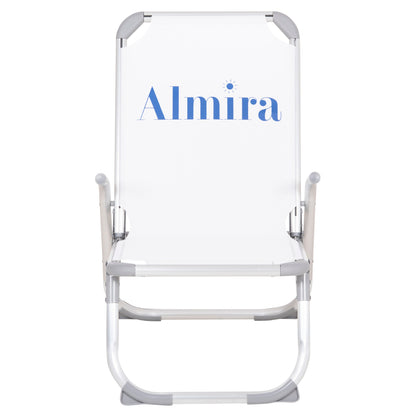 Raised Beach Chair Heavy Duty Aluminum Almira Hm6431.03 White Textilene 53x68x80hcm