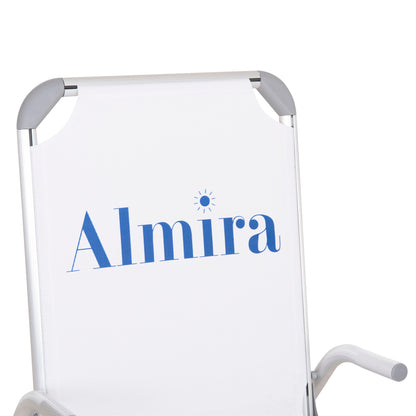 Raised Beach Chair Heavy Duty Aluminum Almira Hm6431.03 White Textilene 53x68x80hcm