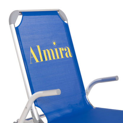 Raised Beach Chair Heavy Duty Aluminum Almira Hm6431.01 Blue Textilene 53x68x80hcm