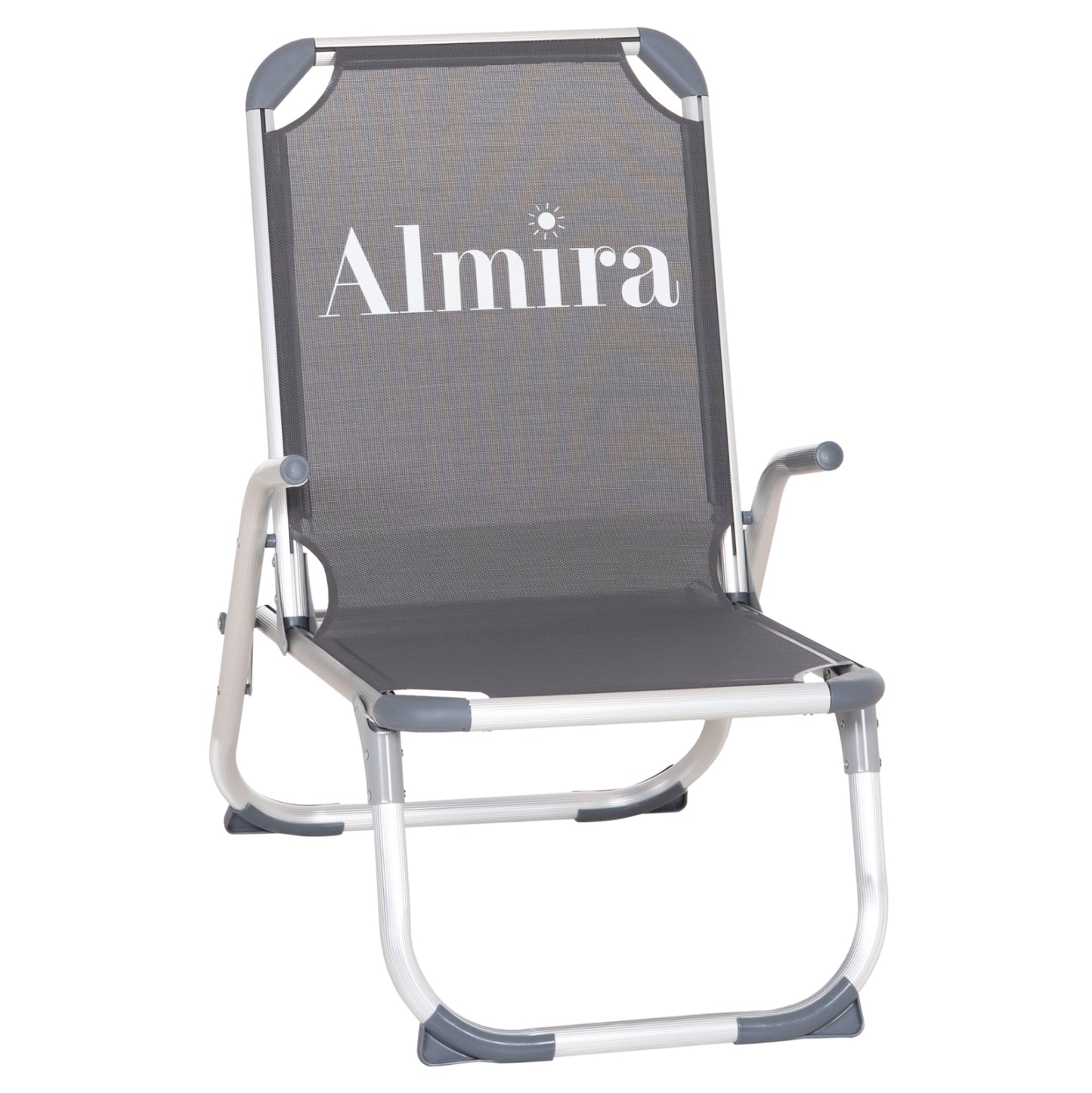 Raised Beach Chair Heavy Duty Aluminum Almira Hm6431.10 Grey Textilene 53x68x80hcm