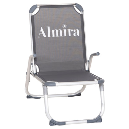 Raised Beach Chair Heavy Duty Aluminum Almira Hm6431.10 Grey Textilene 53x68x80hcm