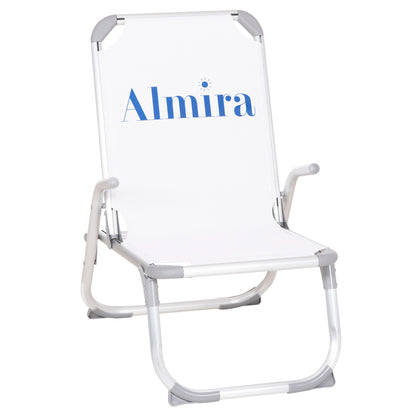 Raised Beach Chair Heavy Duty Aluminum Almira Hm6431.03 White Textilene 53x68x80hcm
