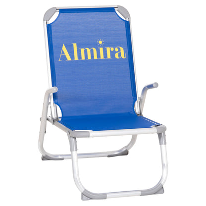 Raised Beach Chair Heavy Duty Aluminum Almira Hm6431.01 Blue Textilene 53x68x80hcm