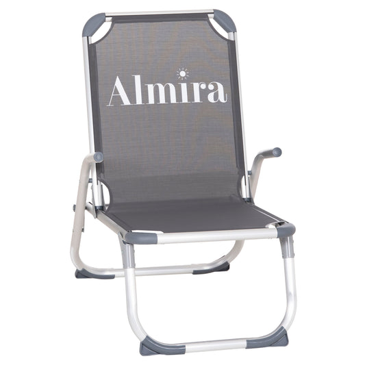 Raised Beach Chair Heavy Duty Aluminum Almira Hm6431.10 Grey Textilene 53x68x80hcm