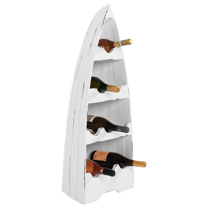 Bottle Rack Vertical Boat Shape 10 Places Mahogany Wood Hm9493 36x26x92,5h Cm
