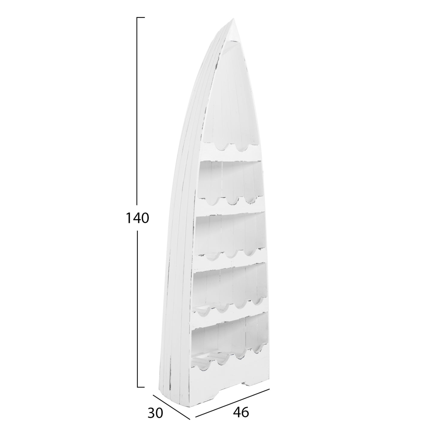 Bottle Rack Vertical 17 Places Boat Shape Mahogany Wood Hm9495 46x30x140h Cm.