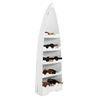 Bottle Rack Vertical 17 Places Boat Shape Mahogany Wood Hm9495 46x30x140h Cm.