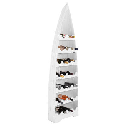Bottle Rack Vertical 25 Places Boat Shape Mahogany Wood  Hm9494 55x30x195h Cm.