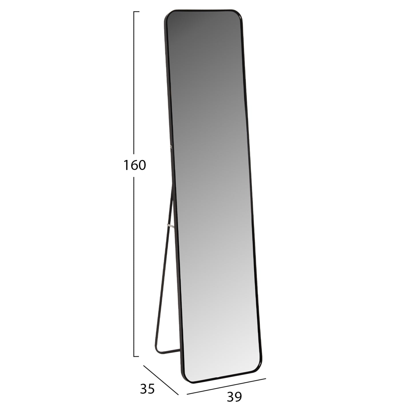 Loop Floor/Wall Mirror - Black frame H160cm