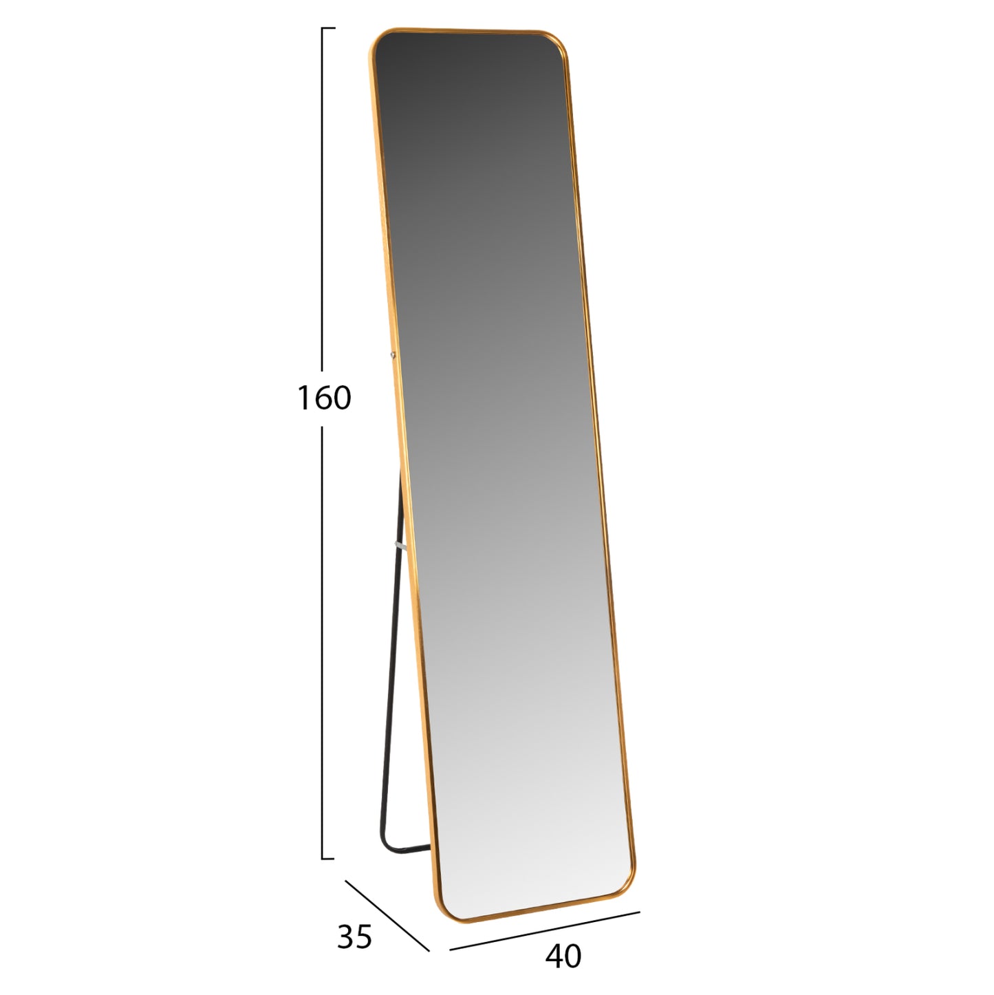 Floor Standing Mirror Boely Hm9577.30 Aluminum Frame In Gold Color 40x35x160hcm.