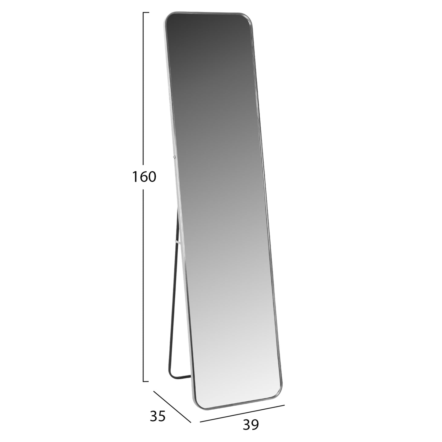 Floor Standing Mirror Boely Hm9577.40 Aluminum Frame In Silver Color 40x35x160hcm.