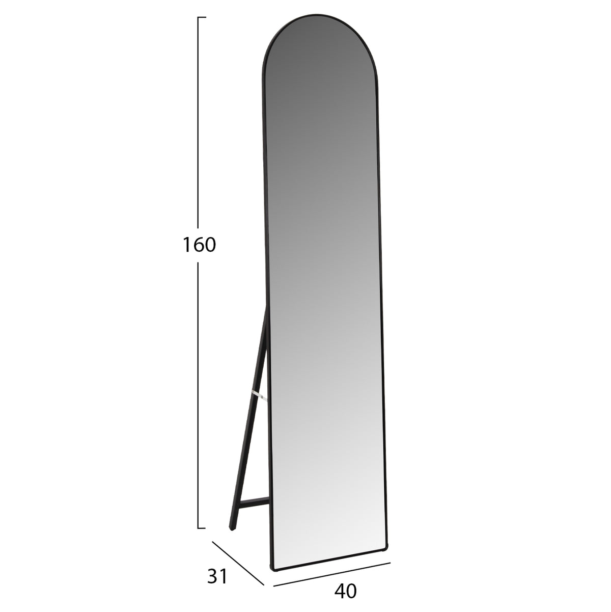 Floor Standing Mirror Joely Hm9578.01 Aluminum Frame In Black Color 40x31x160hcm.