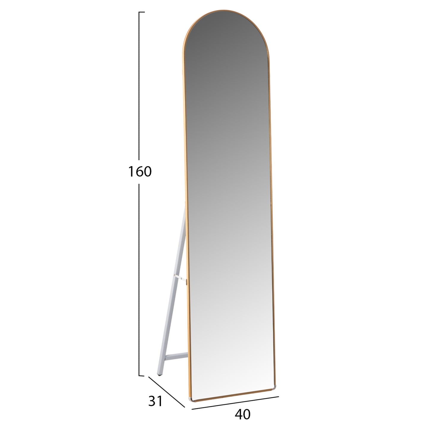 Floor Standing Mirror Joely Hm9578.30 Aluminum Frame In Gold Color 40x31x160hcm.