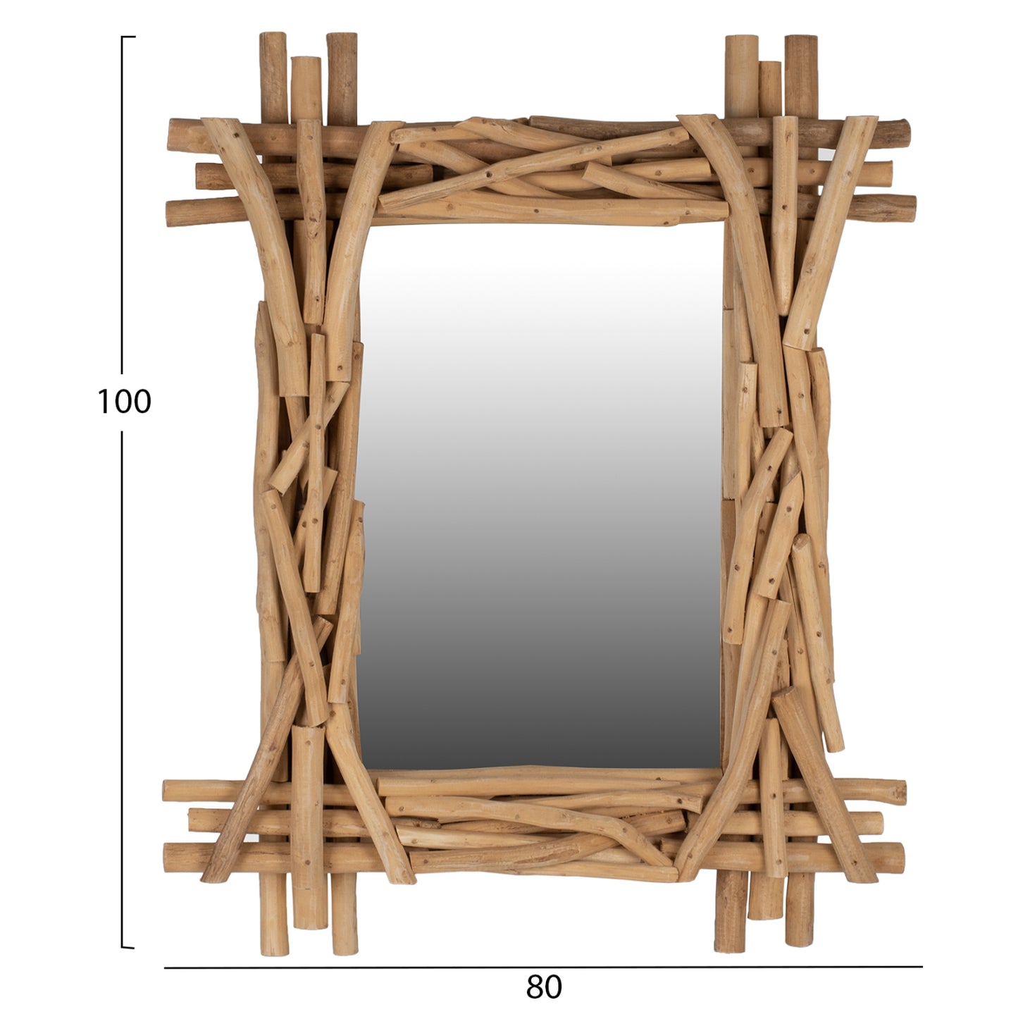 Mirror Fb99372 Solid Teak Branches Natural 100x80h