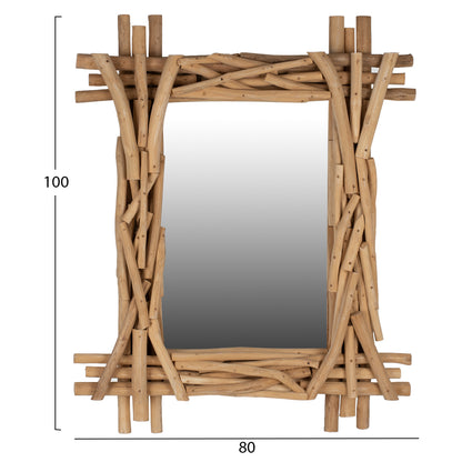 Mirror Fb99372 Solid Teak Branches Natural 100x80h
