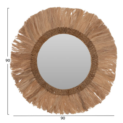 Mirror Round With Abaca Frame Natural Color 90x4,5x90hcm.hm7730