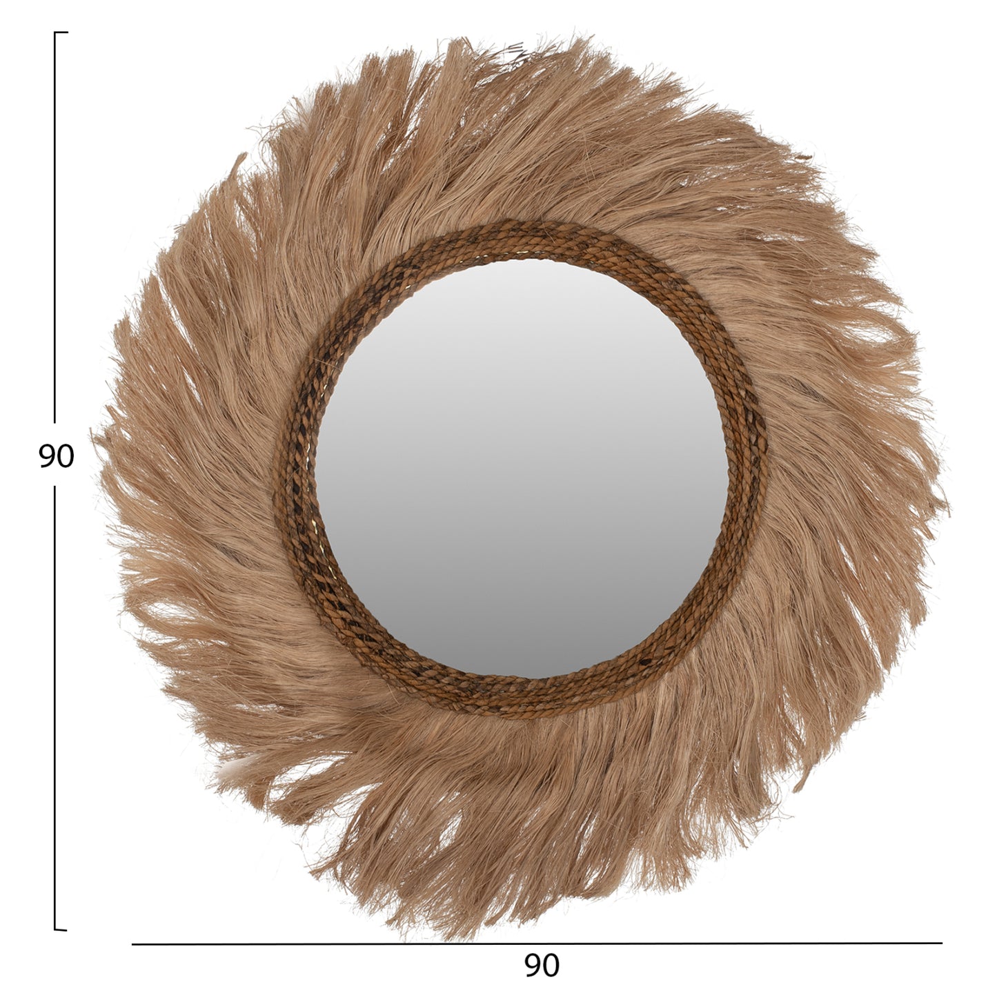 Mirror Round With Abaca Fibers Frame Natural Color 90x4x90hcm.hm7729