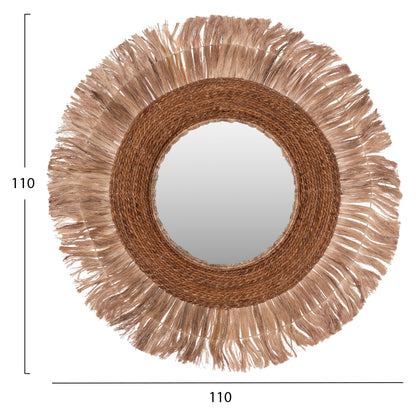 Mirror Round With Abaca Fibers Frame Natural Color 110x5x110hcm.hm7740