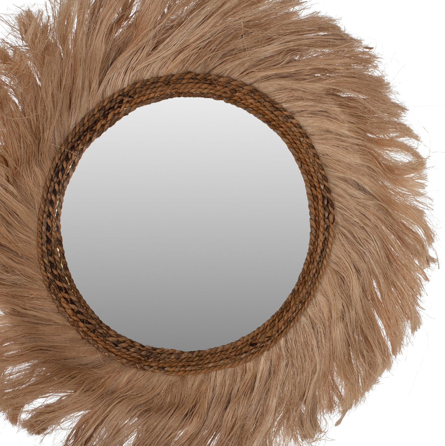 Mirror Round With Abaca Fibers Frame Natural Color 90x4x90hcm.hm7729