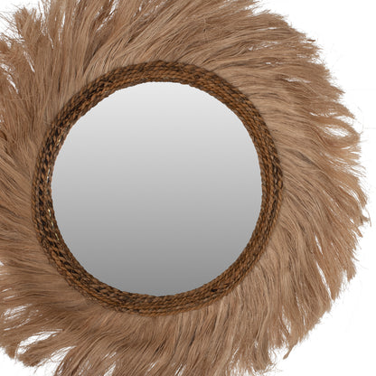 Mirror Round With Abaca Fibers Frame Natural Color 90x4x90hcm.hm7729