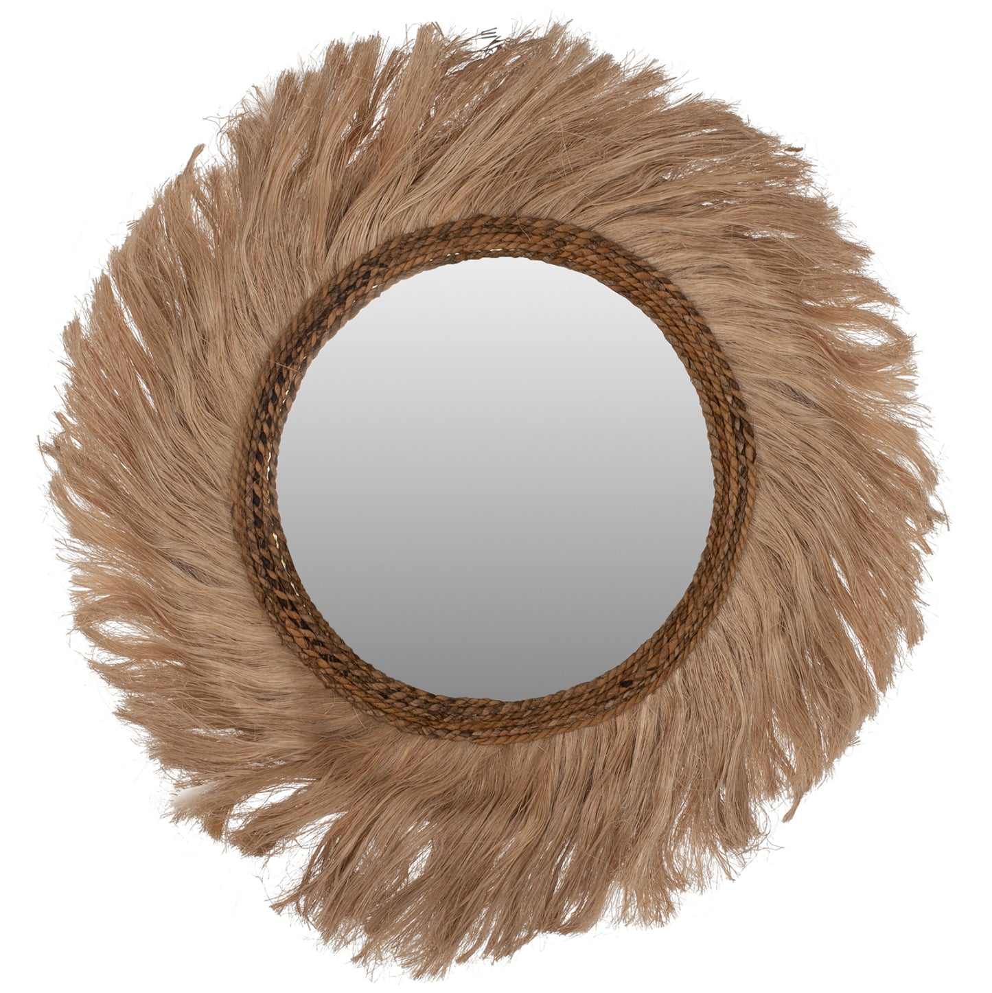 Mirror Round With Abaca Fibers Frame Natural Color 90x4x90hcm.hm7729