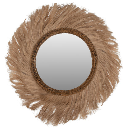 Mirror Round With Abaca Fibers Frame Natural Color 90x4x90hcm.hm7729