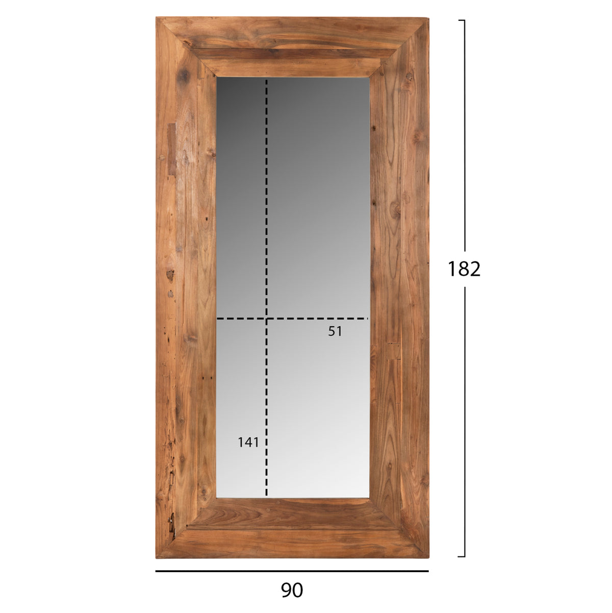 Wall Mirror Yorkshire Hm4267 Recycled Teak Wood Frame 90x182cm.