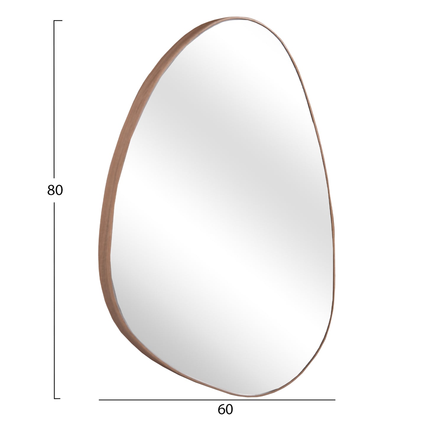 Wall Mirror Irregu Hm4487.03 Mdf Frame In Natural Wood Coloring 60x80hcm.