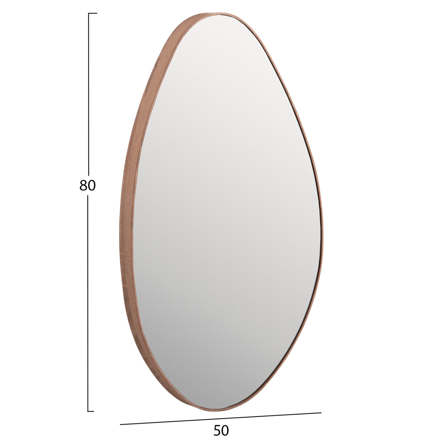 Wall Mirror Drop Hm4488.03 Mdf Frame In Natural Wood Color 50x80hcm.