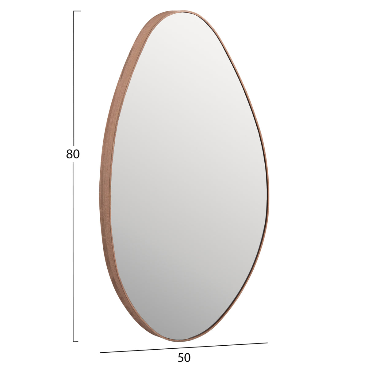 Wall Mirror Drop Hm4488.03 Mdf Frame In Natural Wood Color 50x80hcm.