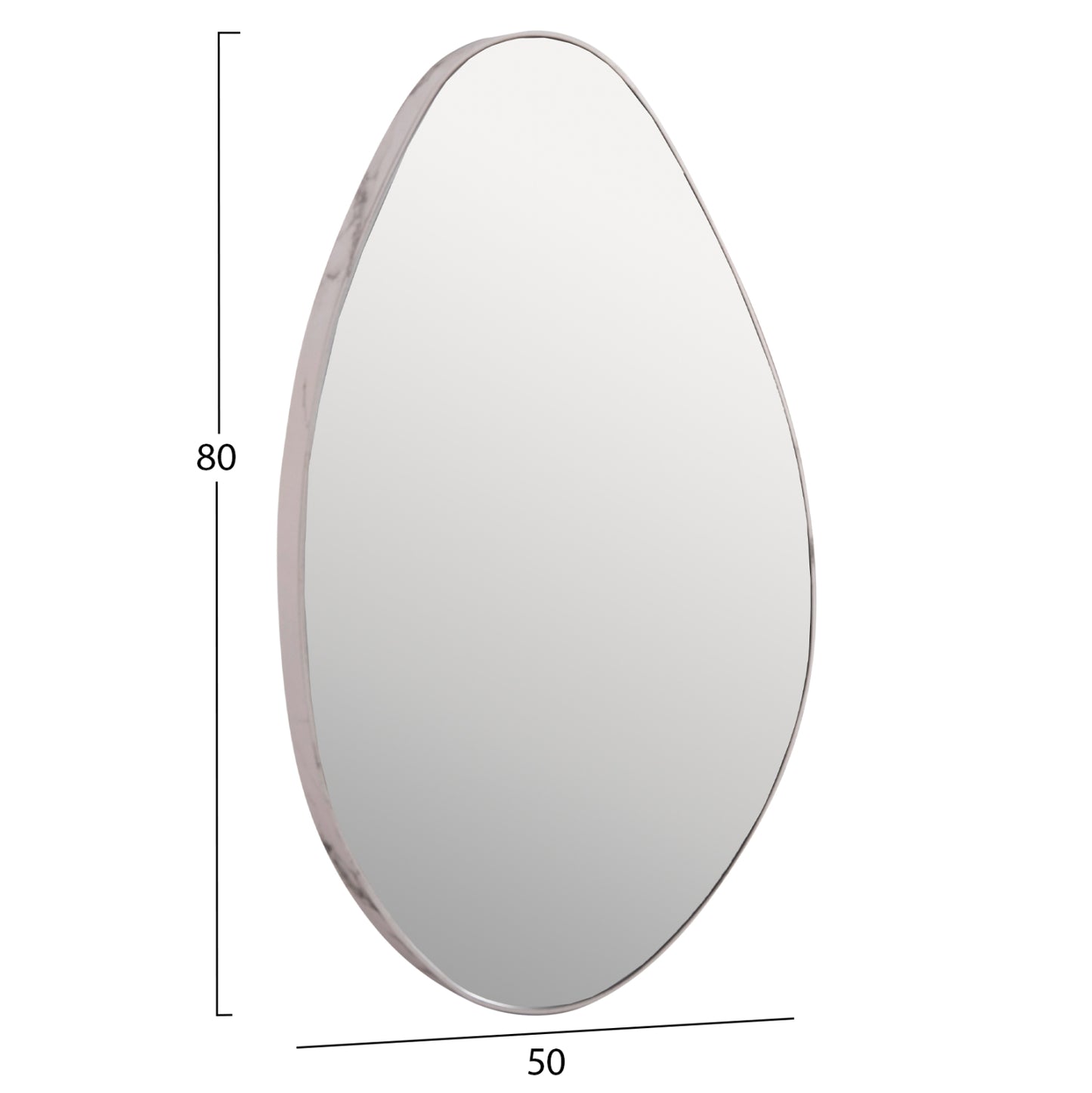 Wall Mirror Drop Hm4488.05 Mdf Frame In White Marble Coloring 50x80hcm.