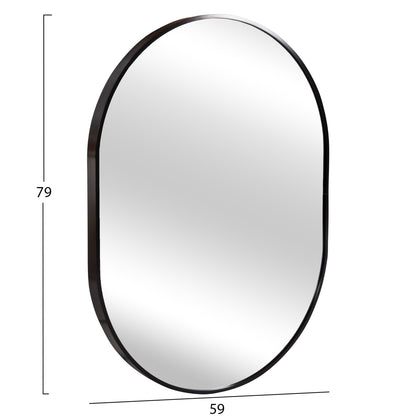 Wall Mirror Series Archer Hm4500.01 Oval Aluminum Frame In Black 59x79hcm.