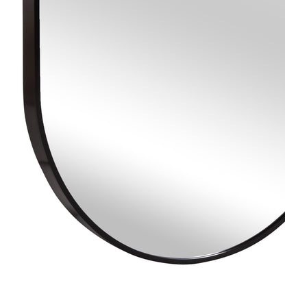 Wall Mirror Series Archer Hm4500.01 Oval Aluminum Frame In Black 59x79hcm.