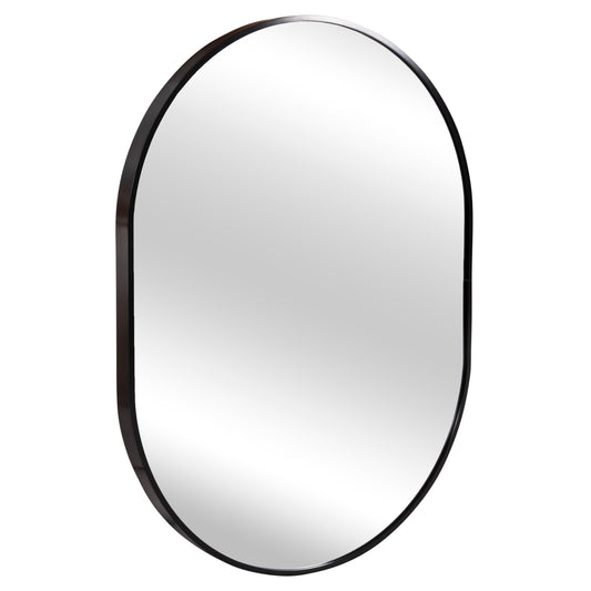 Wall Mirror Series Archer Hm4500.01 Oval Aluminum Frame In Black 59x79hcm.