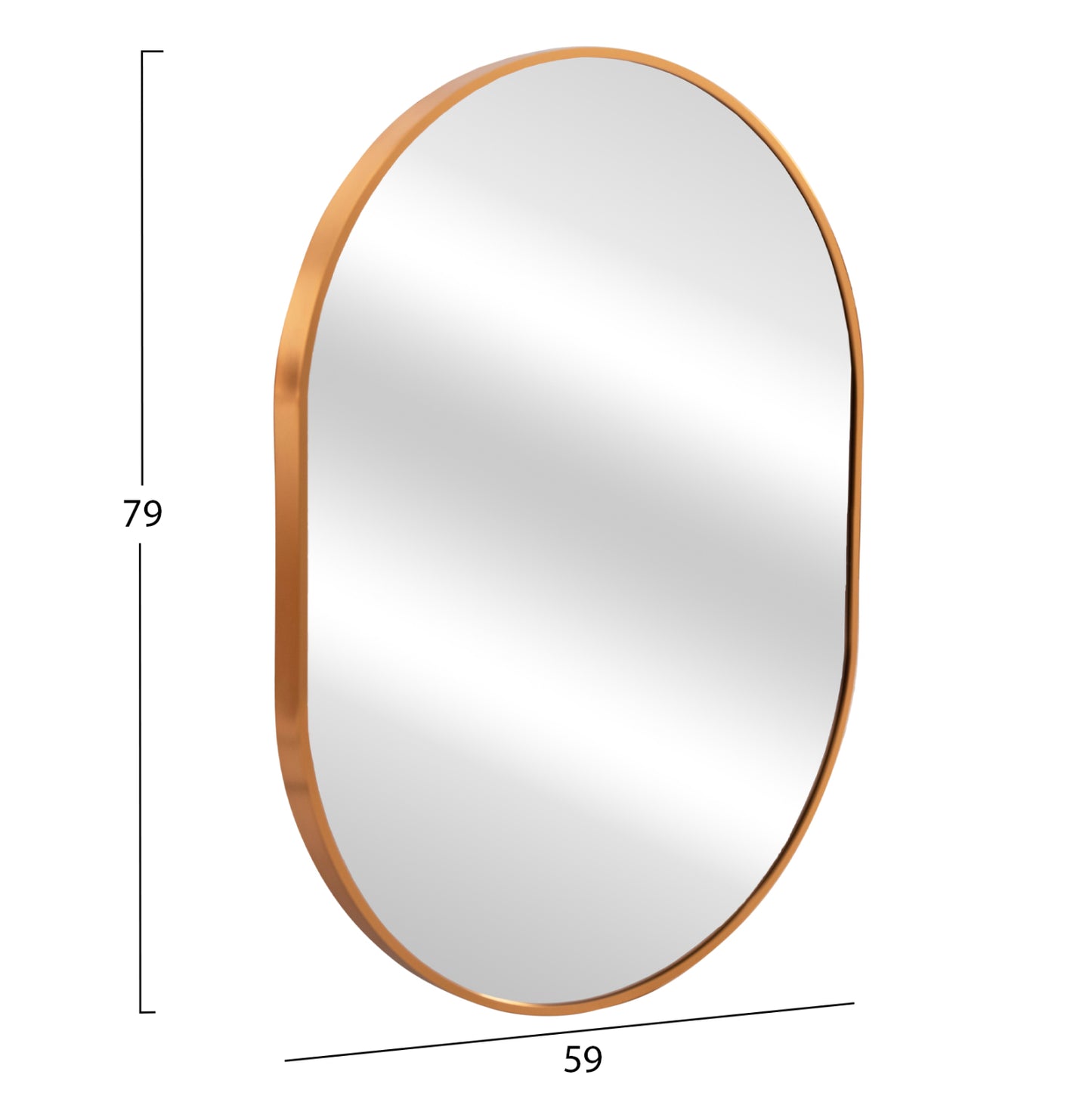 Wall Mirror Series Archer Hm4500.30 Oval Aluminum Frame In Golden 59x79hcm.