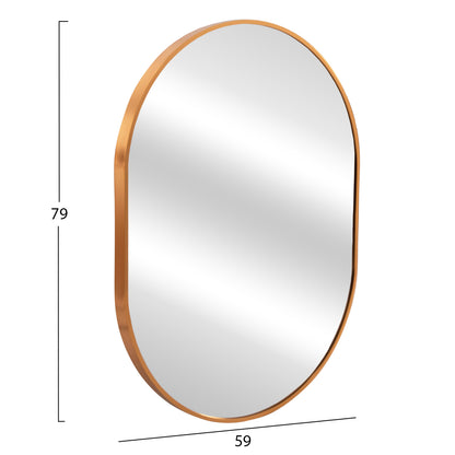 Wall Mirror Series Archer Hm4500.30 Oval Aluminum Frame In Golden 59x79hcm.