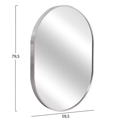 Wall Mirror Series Archer Hm4500.40 Oval Aluminum Frame In Silver 59x79hcm.