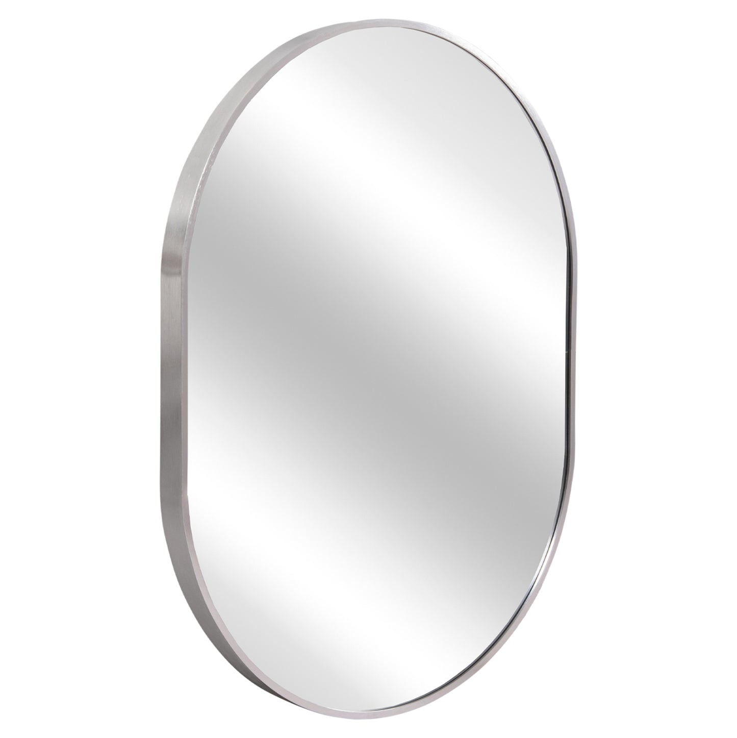 Wall Mirror Series Archer Hm4500.40 Oval Aluminum Frame In Silver 59x79hcm.