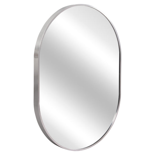 Wall Mirror Series Archer Hm4500.40 Oval Aluminum Frame In Silver 59x79hcm.