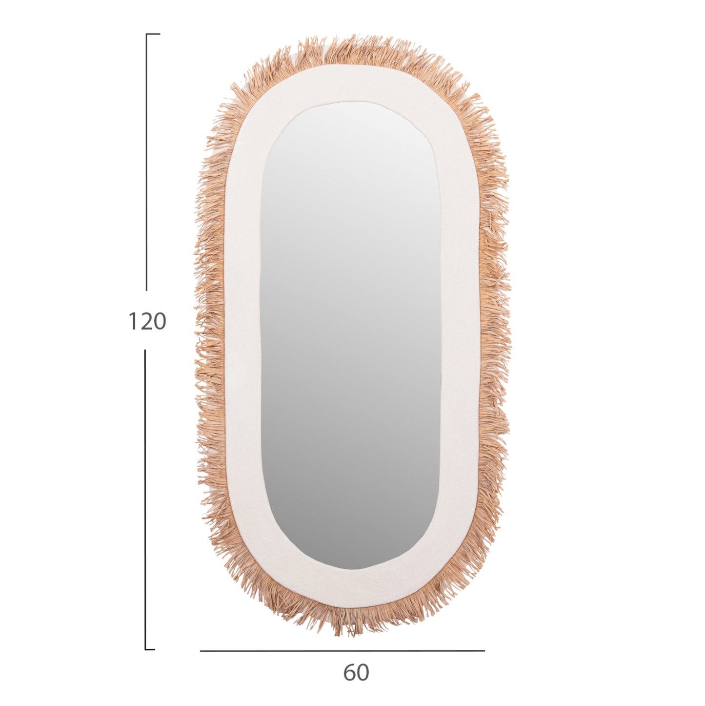 Wall Mirror Series Santorini Hm4526 Mdf In Off White-decor In Beige 61x1,8x120hcm.