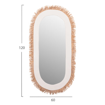 Wall Mirror Series Santorini Hm4526 Mdf In Off White-decor In Beige 61x1,8x120hcm.