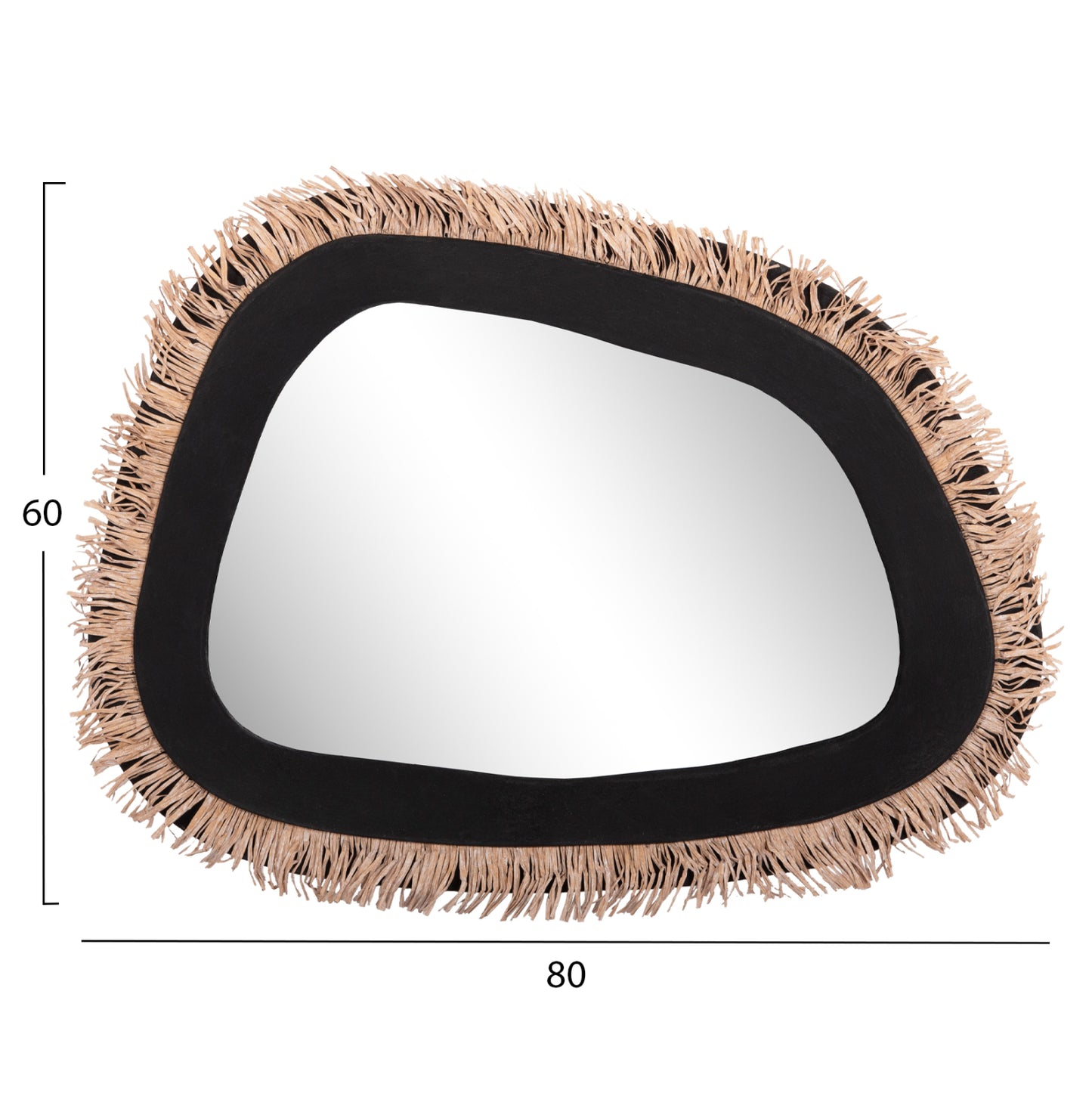Wall Mirror Series Santorini Hm4530 Mdf In Black-decor In Beige 80x1,8x60hcm.