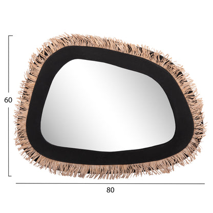 Wall Mirror Series Santorini Hm4530 Mdf In Black-decor In Beige 80x1,8x60hcm.