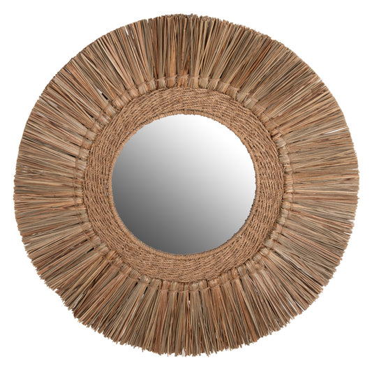 Wall Mirror Round Hm7831 Mendong Grass Frame In Natural Color Φ70cm.