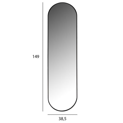 Wall Mirror Hm9581.01 Tall Oval Black Aluminum Frame 38,5x4x149hcm.