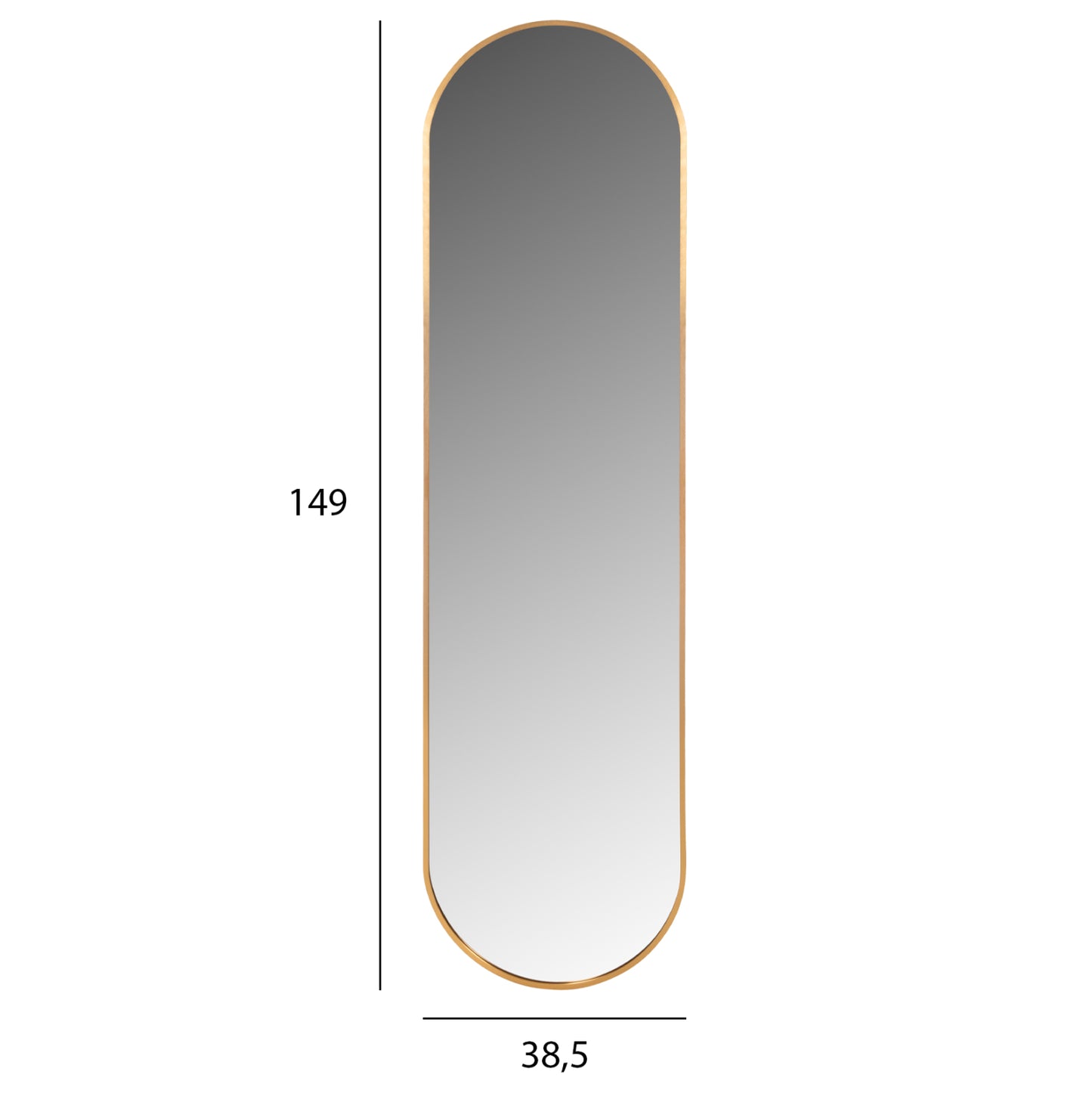 Wall Mirror Hm9581.30 Tall Oval Gold Aluminum Frame 38,5x4x149hcm.