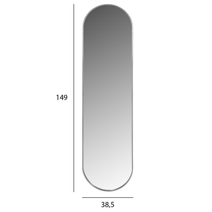 Wall Mirror Hm9581.40 Tall Oval Silver Aluminum Frame 38,5x4x149hcm.