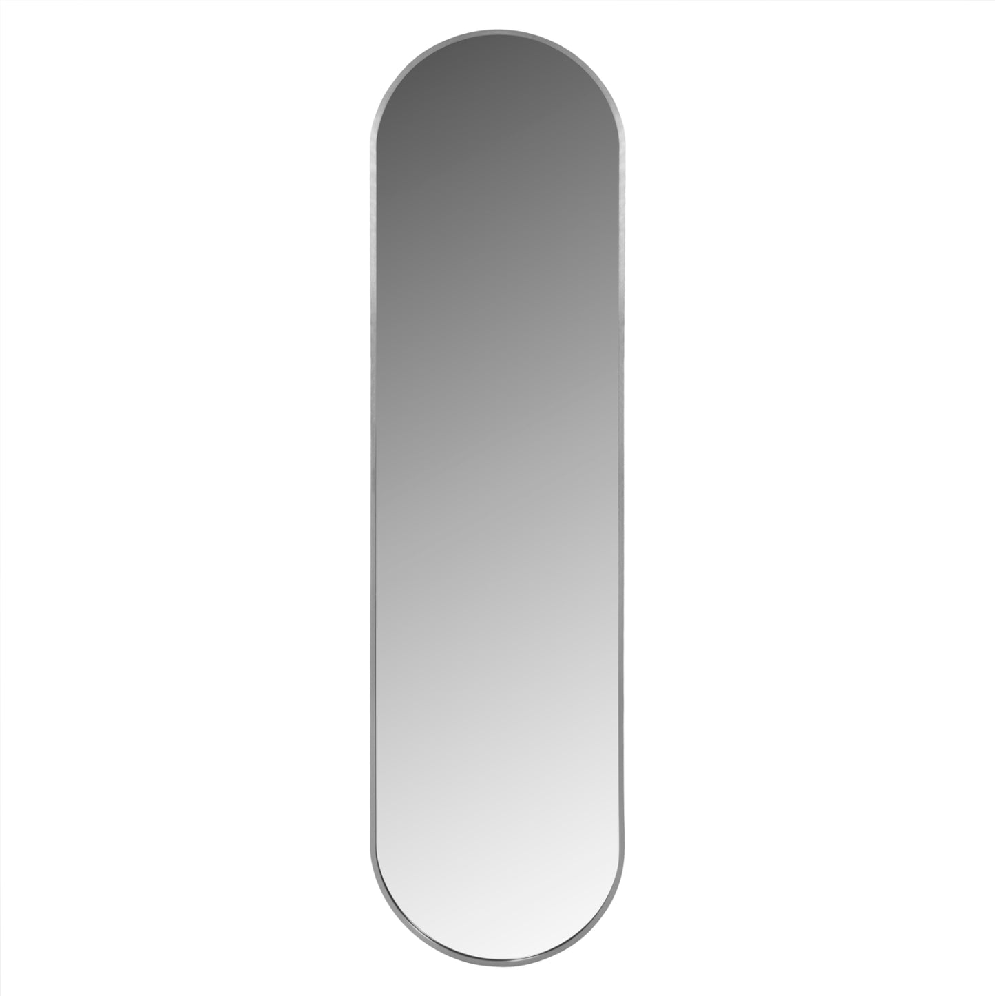 Wall Mirror Hm9581.40 Tall Oval Silver Aluminum Frame 38,5x4x149hcm.