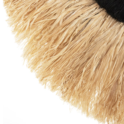 Wall Mirror Semi-circle With Sisal & Abaca Fibers In Natural-black Color 85x3x50hcm.hm7799